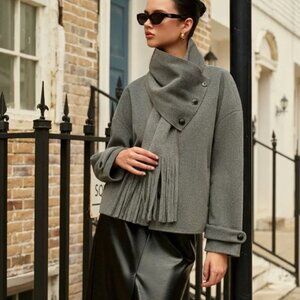 SOLD Commense Grey Jacket with Detachable Scarf